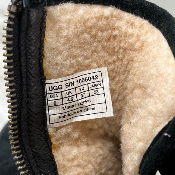 UGG Chaney Boots 6 Black Suede Buckle Moto 1006042 - Picture 8 of 10